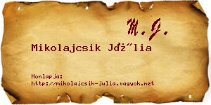 Mikolajcsik Júlia névjegykártya